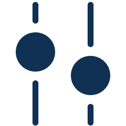 Icon of two vertical sliders with circular knobs on a plain background, resembling a settings or control panel.