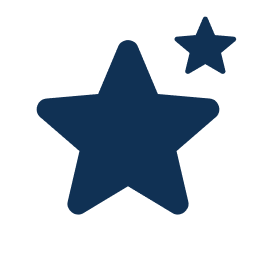 Two solid navy blue stars, one larger in the foreground and one smaller in the background, on a white background.